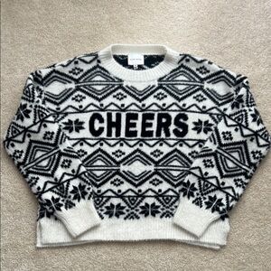 Black & White Fair Isle 'Cheers' Sweater